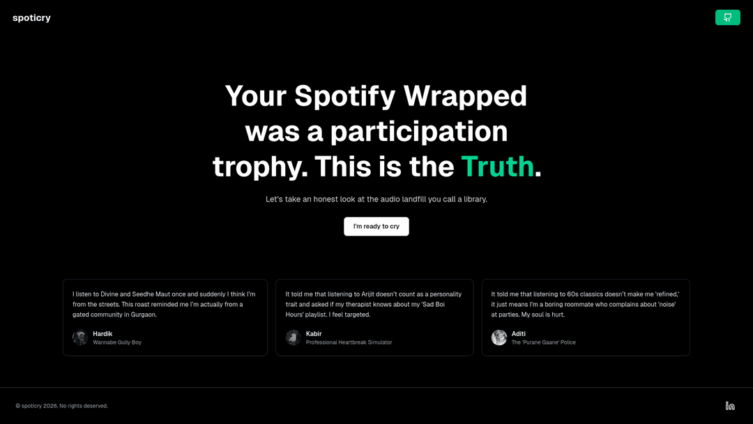 screenshot of spoticry